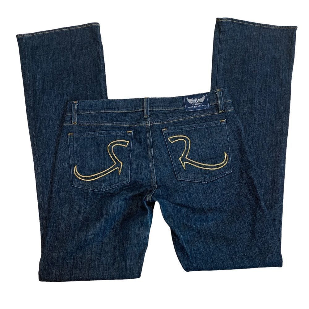 ๐
บROCK & republic dark wash denim jeans Sz 30 western stampede rodeo